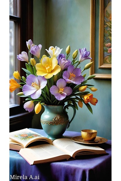 wombhobby VİNTAGE VAZO Sayılarla Boyama Seti 40X50 Çerçeveli (Kasnağa ) Gerili