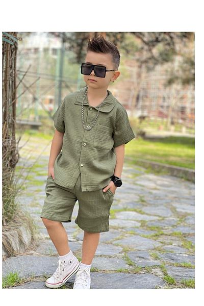 My Kids Wear Pocket Detailed Boy's Shorts Suit