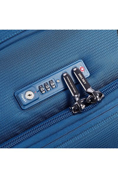 Delsey Montm Air 2.0 Softcase 55cm Expandable 4 Double Wheel Cabin Luggage Trolley Recycled Light Blue