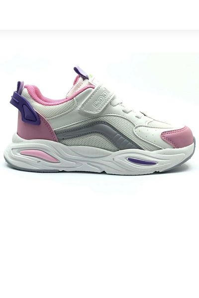 Cool Kids EVO Girl White Powder Detaliu Velcro Ortopedic Confortabil Talpă ușoară Pantofi sport zilnic pentru copii