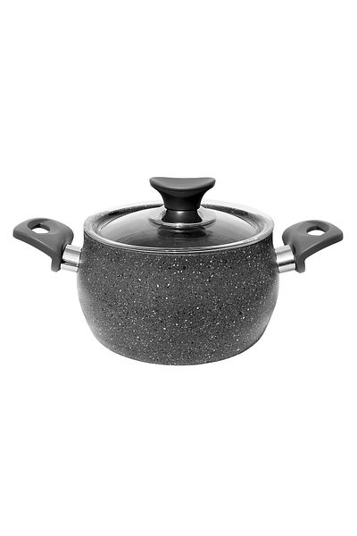 Dora Granitta 3-Piece Gray Casserole Pot Set - 14,16,18 Cm, 3.5mm Granite Coating