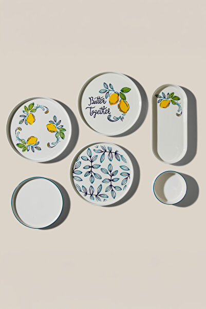 Nehir Sour Lemon 6 Kişilik 15 Parça Seramik Kahvaltı Takımı