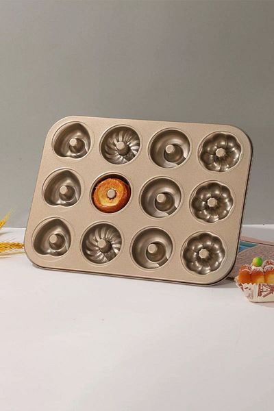 Chavin Carbon Steel 12 Li Flower Heart Shape Donut Cake Baking Mould Mt123