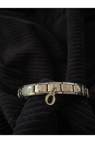 bijoux uniques Letter Ö Starry Steel Italian Charm Bracelet