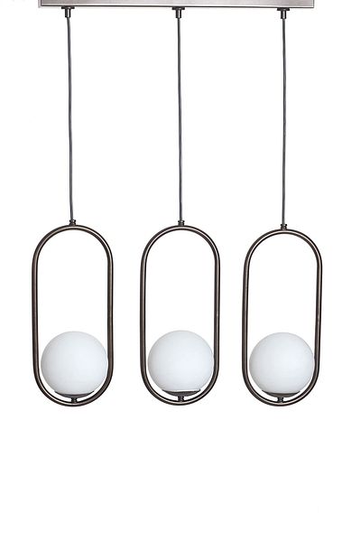 Luzarana Zenga 3-Piece Antique Metal Body White Glass Design Luxury Row Chandelier