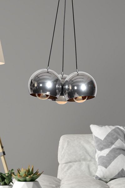 Luzarana Luna 3-Piece Chrome Metal Body Design Luxury Pendant Lamp Chandelier