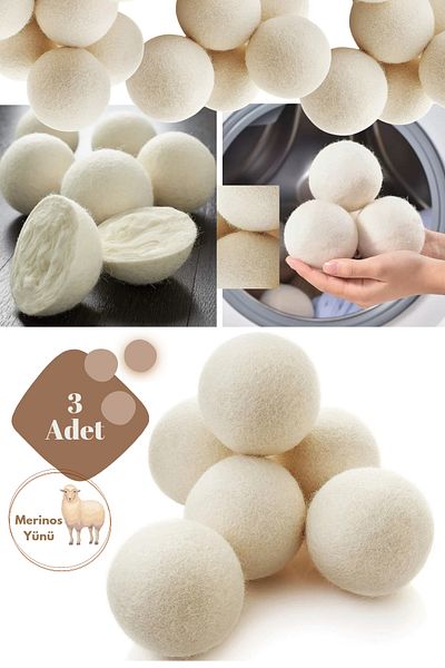 Lurette Wool Felt Dryer Ball Natural Softener Laundry Dryer Drying Balls