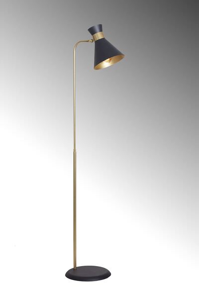 Luzarana Omega Sarı-Siyah Metal Gövde Tasarım Lüx Yerden Aaydınlatma Lambader