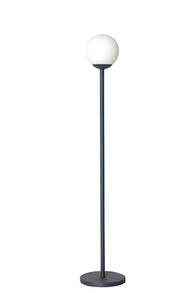 Luzarana Glob Antrasit Metal Gövde Beyaz Camlı Tasarım Lüx Yerden Aydınlatma Lambader