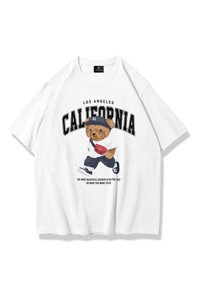 Trendiz Μπλουζάκι Unisex California Bear, χρώμα Λευκό