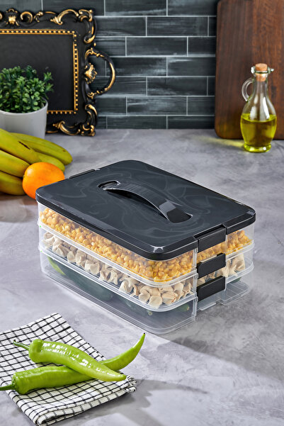 Pazarika Practical 3 Tiers Storage Container Refrigerator Organizer Multi-Purpose Storage Container