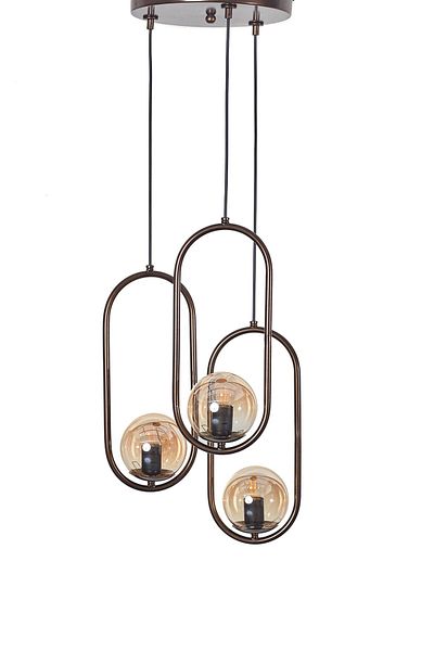 Luzarana Zenga 3-Piece Antique Metal Body Honey Color Glass Design Luxury Chandelier