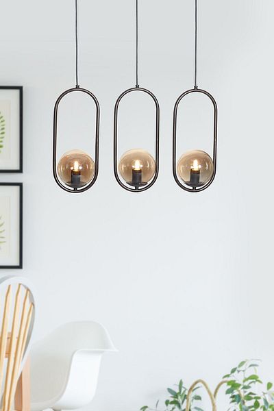 Luzarana Zenga 3-Piece Antique Metal Body Honey Color Glass Design Luxury Row Chandelier