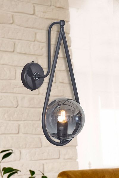 Luzarana Siena Chrome-black Metal Body Smoked Glass Design Luxury Sconce