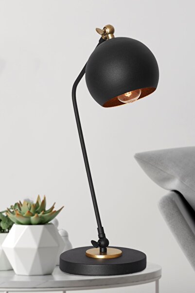 Luzarana Ascoli Siyah Sarı Metal Tasarım Lüx Masa Lambası