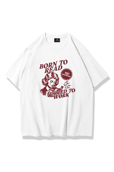 Trendiz Unisex Born to Read T-shirt Λευκό