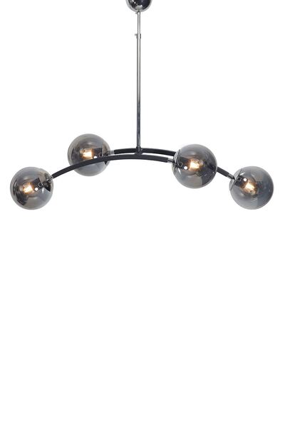 Luzarana Veni 4 Lü Siyah-Krom Metal Gövde Füme Camlı Tasarım Lüx Avize