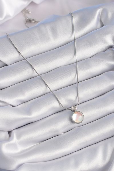 Store 316L Steel Silver Color White Pearlescent Vintage Model Women's Necklace - Tj-Bko9327