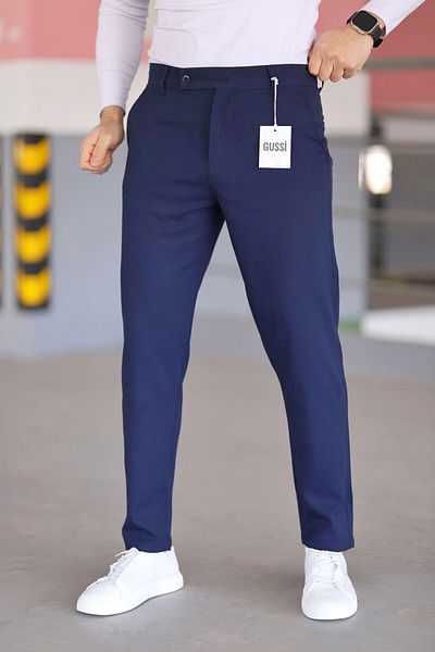 DOPPİO'N DENİM Men's Navy Slim Fit Stretchy Lycra Fabric Pants