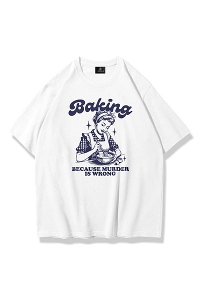 Trendiz Unisex Baking Tshirt Simple White