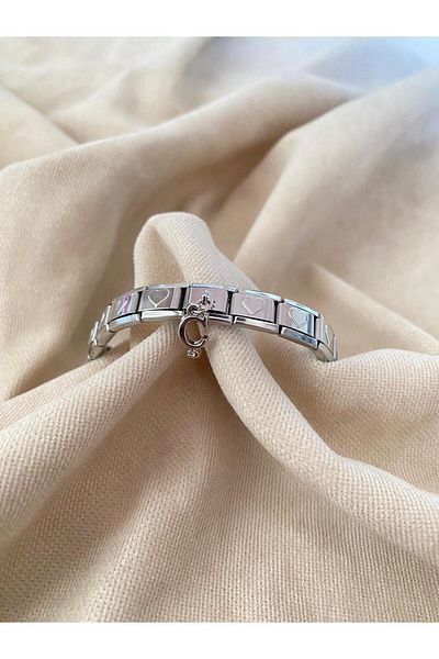 bijoux uniques Letter C Heart Steel Italian Charm Bracelet