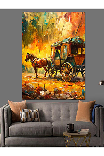 ekart Atlı Fayton Dekoratif Kanvas - Mdf Ahşap Tablo