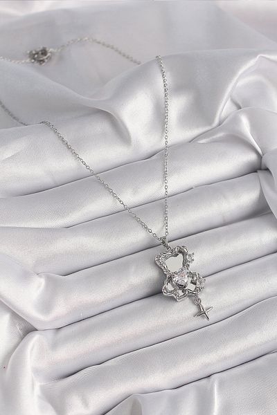 Store 316l الصلب الفضة اللون مرآة تيدي بير نموذج الزركون حجر القلب التفاصيل قلادة المرأة - Tj-bko9627