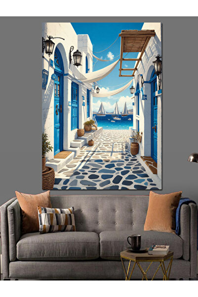 KanvasSepeti Гръцки остров Декоративно платно - Маслена живопис Текстурирано ...