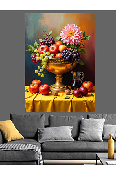 ekart Meyve Ve Çiçek Sepeti Dekoratif Kanvas - Mdf Ahşap Tablo