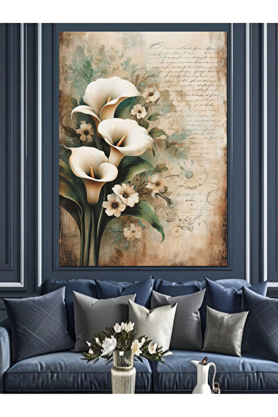 KanvasSepeti Pânză decorativă cu flori rafinate - Pictură în ulei, texturată,...