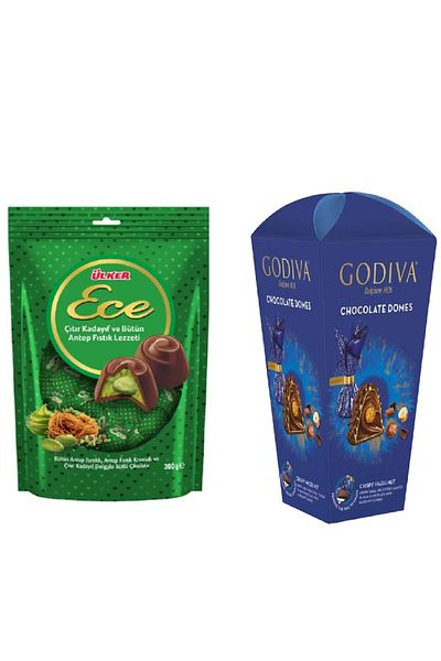 Ülker Godiva Crispy Hazelnut Crocans with Dubai Crispy Kadayif and Pistachio 300g 125g