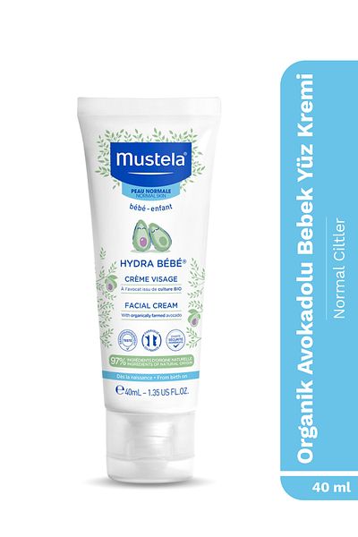 Mustela كريم هيدرا بيبي المرطب لوجه الأطفال يحتوي على الأفوكادو العضوي 40 مل