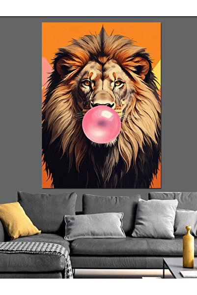 ekart Chewing Gum Lion Decorative Canvas - Mdf Wooden Painting