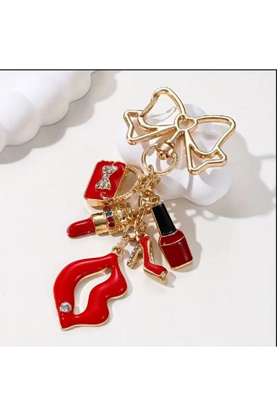 TChic Red Lip Heeled Shoes Lipstick Bag Charm / Keychain