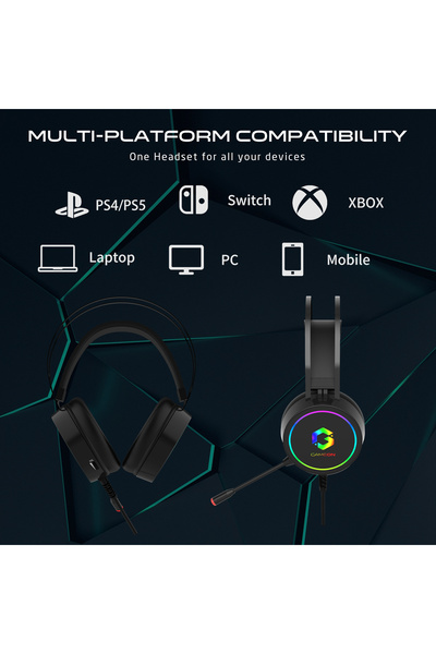 GAMEON GOT200A Thunderstrike, RGB Gaming Headset, Supporting PS4/PS5/XBOX ONE/PC, USB +3.5mm, Black