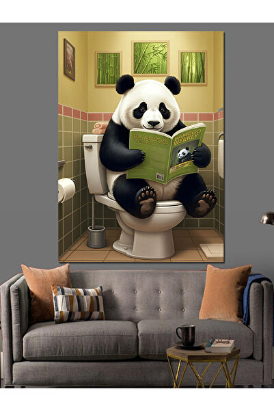 ekart Tuvalet Pandası Dekoratif Kanvas - Mdf Ahşap Tablo