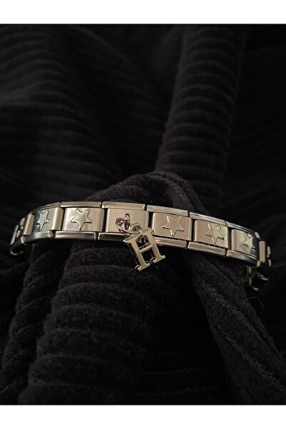 bijoux uniques H Harfli Yıldızlı Çelik İtalyan Charm Bileklik