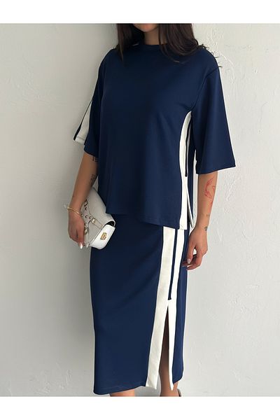 sportiness Slitted Garnish Soft Texture Modal Fabric Skirt Suit
