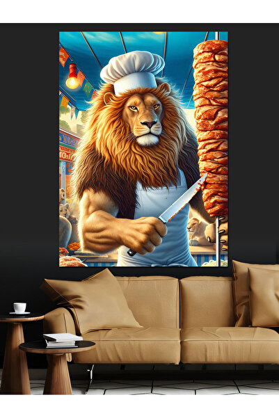ekart Dönerci Şef Aslan Dekoratif Kanvas - Mdf Ahşap Tablo