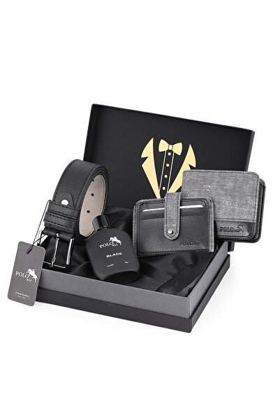 Polo Air Erkek Damat Çeyiz Kravatlı 4'lü Spor Şık Set: Kemer, Cüzdan, Kartlık...