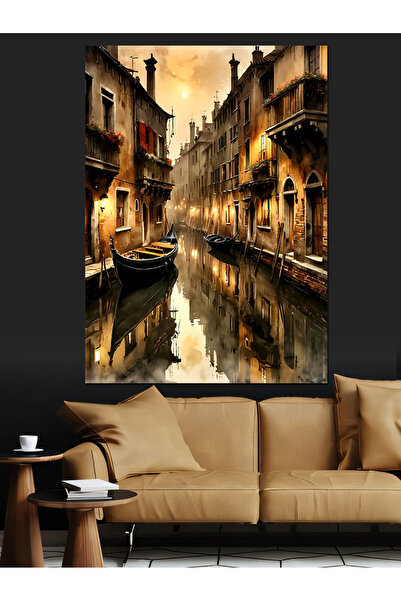 ekart Venedik’Te Gondollar Dekoratif Kanvas - Mdf Ahşap Tablo