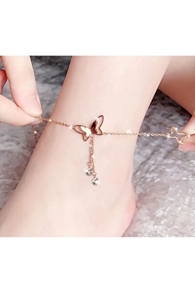 Dgt Luxury Butterfly and Rhinestone Detailed Anklet