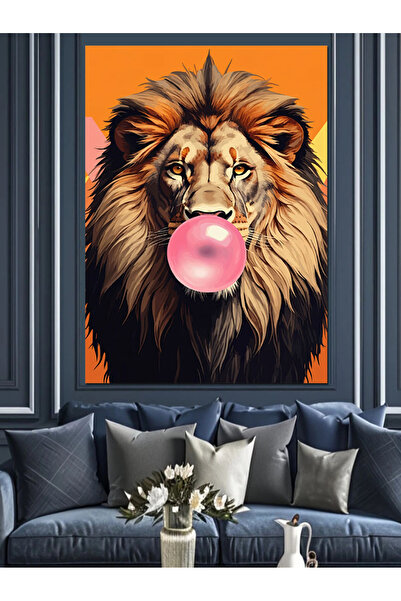 ekart Chewing Gum Lion Decorative Canvas - Mdf Wooden Painting