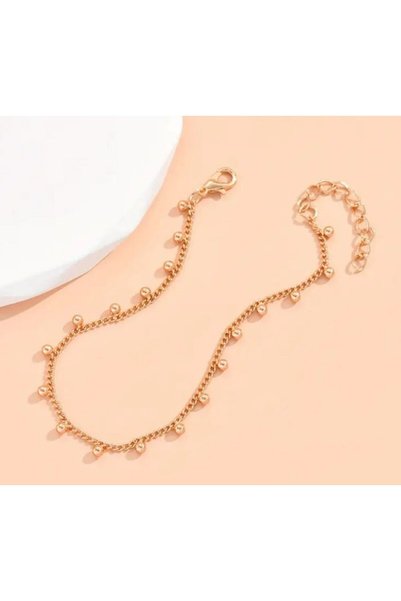 Dgt Luxury Round Bead Detailed Chain Anklet