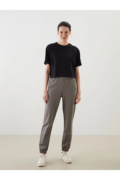LC Waikiki Lcw Eco Gray Women's Jogger Sweatpants with Elastic Waist