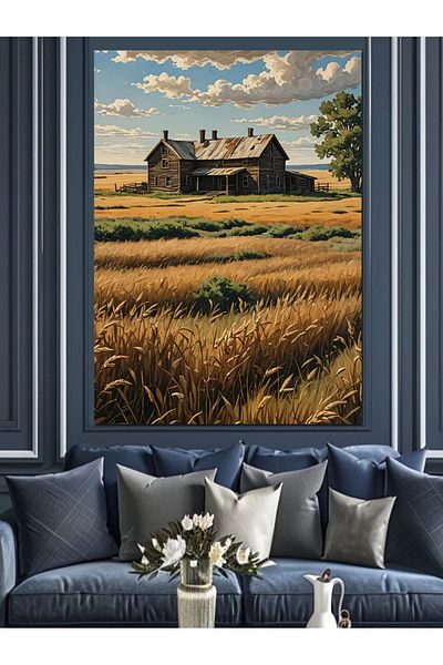 Tablomega Old Farm Decorative Canvas in the Countryside - Mdf Wooden Painting