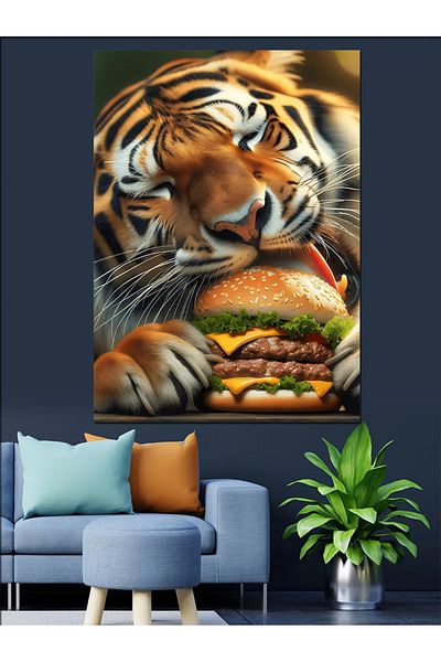 Tablomega Pânză Decorativă Hamburger Tiger - Lemn MDF