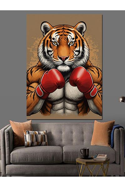 Tablomega Boxer Tiger Decorative Canvas - Mdf Wooden Painting