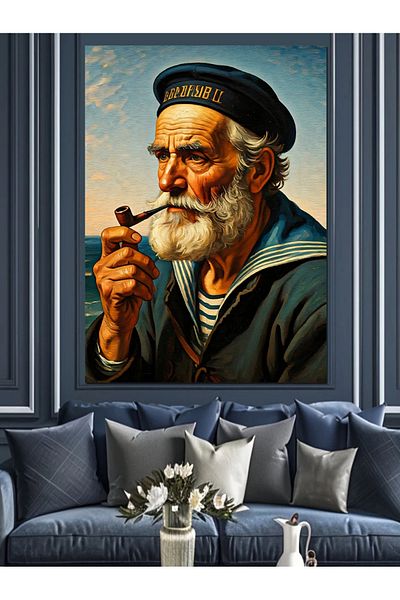 Tablomega Pipe Smoker Sailor Decorative Canvas - Mdf Wooden Painting