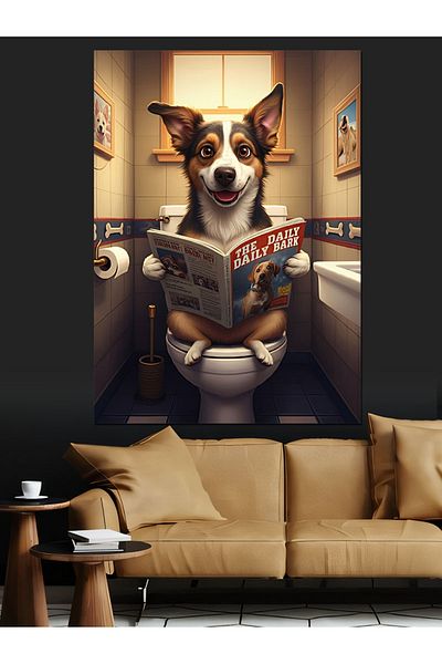 Tablomega Dog Reading Newspaper Decorative Canvas - Mdf Wood Art Print